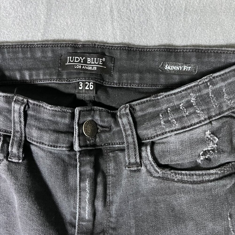 Judy Blue Skinny Fit Peek a Boo Buffalo Plaid Patch Women’s Jeans size 26 - Picture 3 of 12
